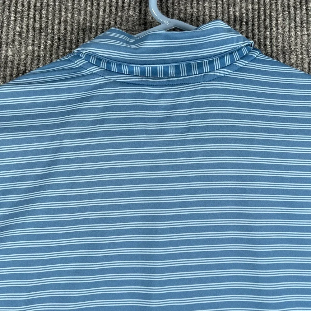 Adidas Polo Shirt Mens XL Extra Large Blue‎ Striped Golf Performance Outdoor